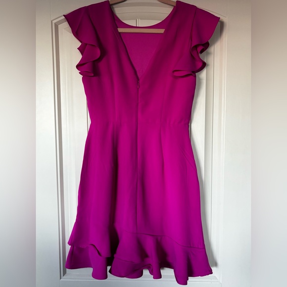 Fuchsia Ruffle Mini Dress - Picture 4 of 9